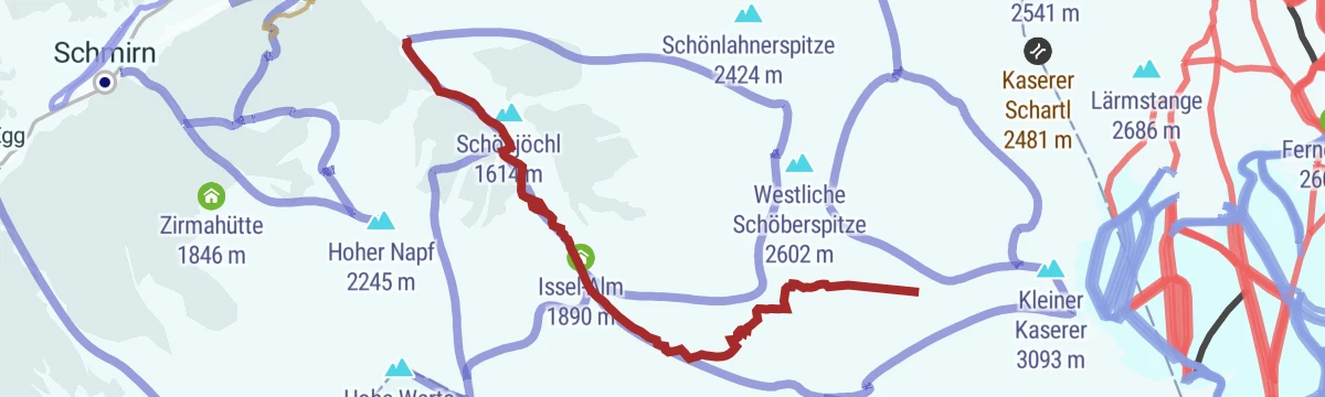 Route map: Hohes Mahd - Kleiner Kaserer (3.097 m)